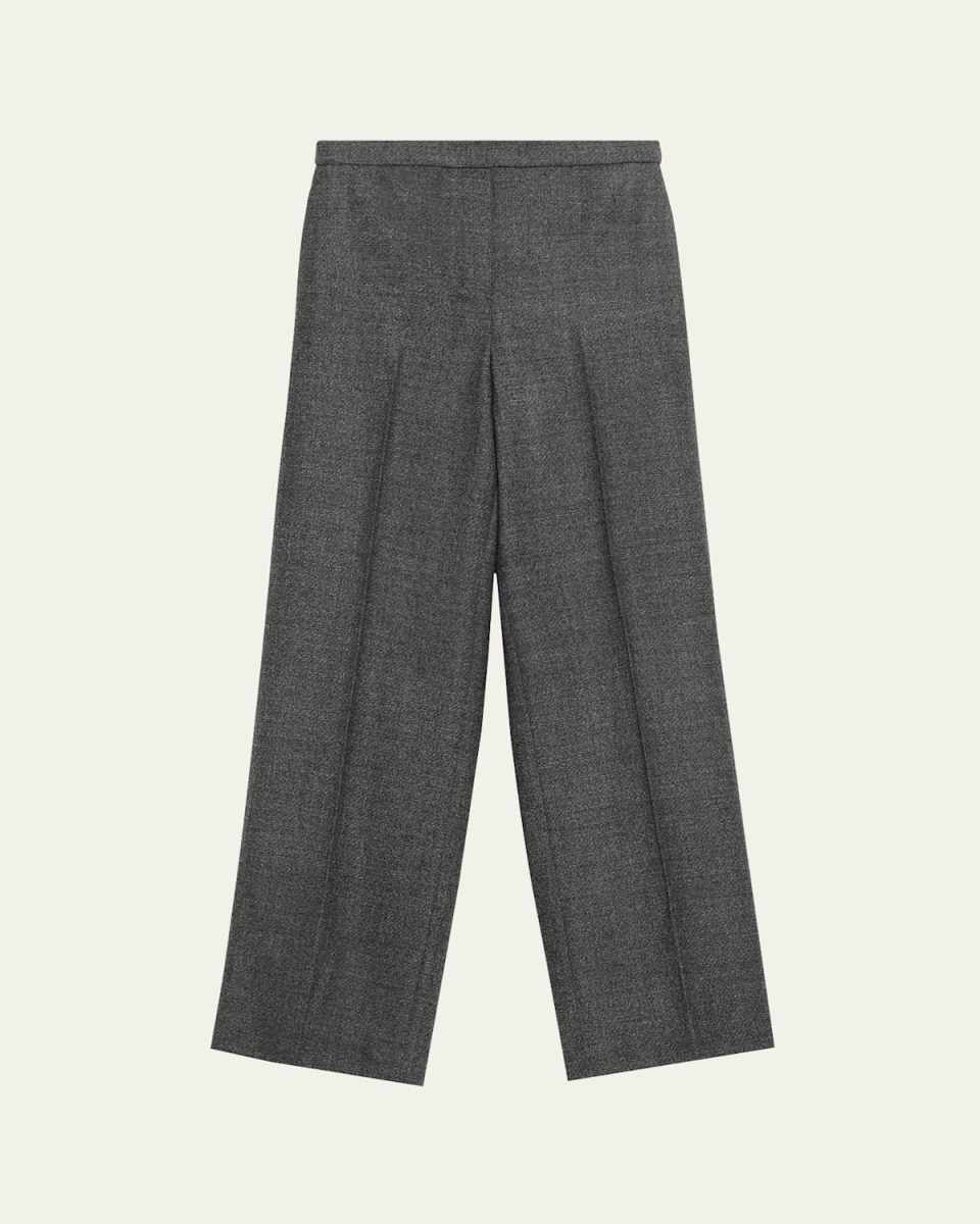 Wide Pull-On Wool Trousers